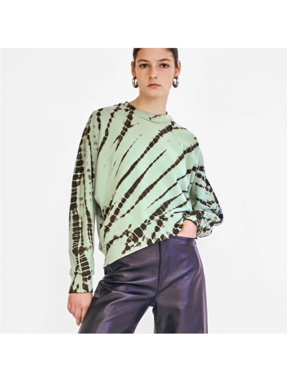 Proenza Schouler White Label Raglan Tie Dye Green Sweater - Womens M
